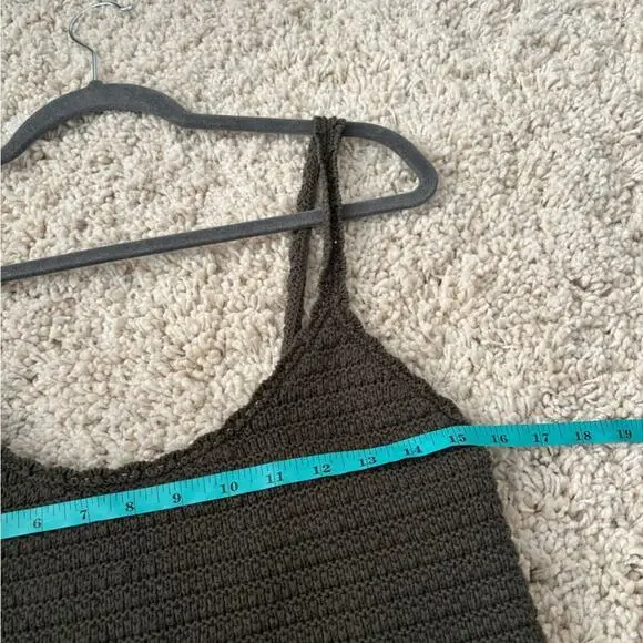 Aerie Green Knit Cropped Tank Boho Top Medium - Picture 8 of 9